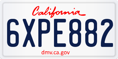 CA license plate 6XPE882
