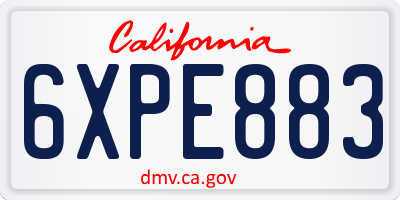 CA license plate 6XPE883