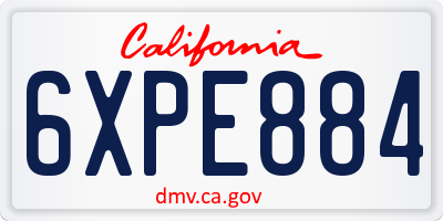 CA license plate 6XPE884