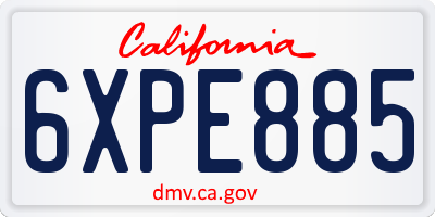 CA license plate 6XPE885