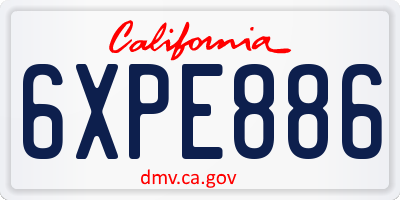 CA license plate 6XPE886
