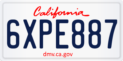CA license plate 6XPE887
