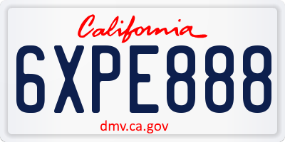 CA license plate 6XPE888