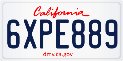 CA license plate 6XPE889