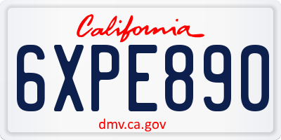 CA license plate 6XPE890