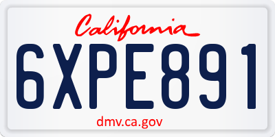 CA license plate 6XPE891