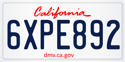 CA license plate 6XPE892