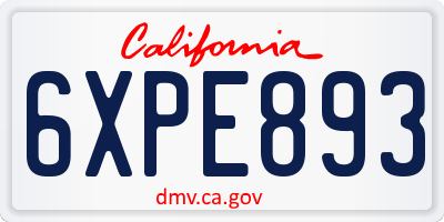 CA license plate 6XPE893