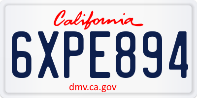 CA license plate 6XPE894