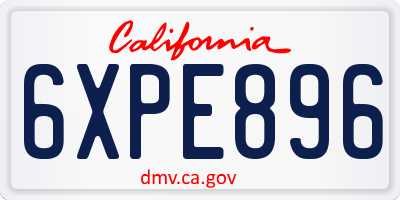 CA license plate 6XPE896