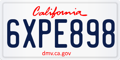 CA license plate 6XPE898