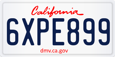 CA license plate 6XPE899