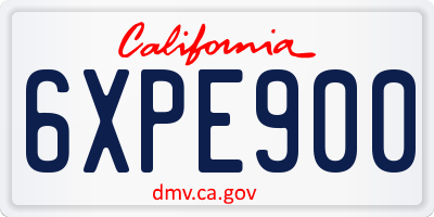 CA license plate 6XPE900