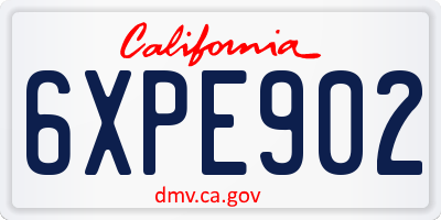 CA license plate 6XPE902