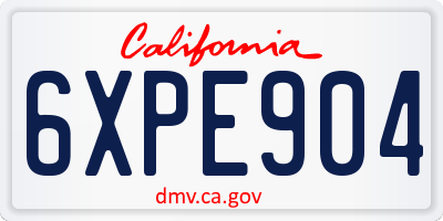 CA license plate 6XPE904