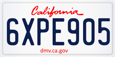 CA license plate 6XPE905