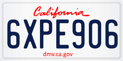 CA license plate 6XPE906