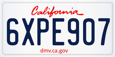 CA license plate 6XPE907
