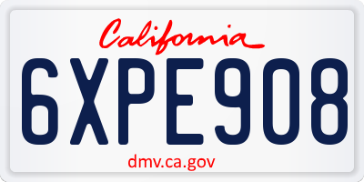 CA license plate 6XPE908