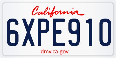 CA license plate 6XPE910