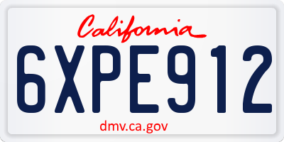 CA license plate 6XPE912