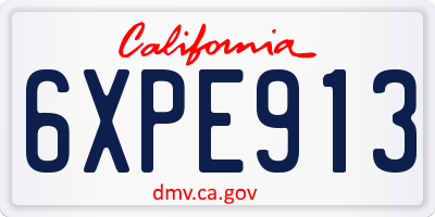 CA license plate 6XPE913