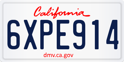 CA license plate 6XPE914