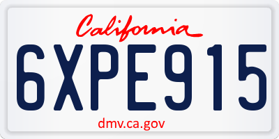 CA license plate 6XPE915