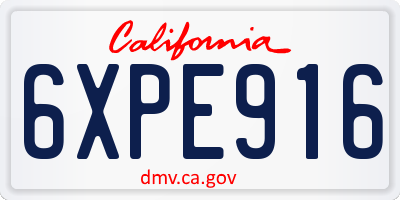 CA license plate 6XPE916