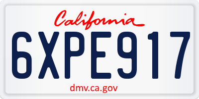 CA license plate 6XPE917