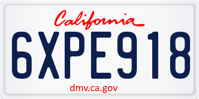 CA license plate 6XPE918