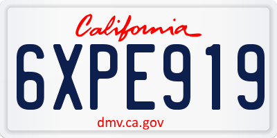 CA license plate 6XPE919