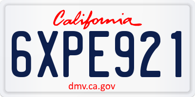 CA license plate 6XPE921