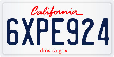 CA license plate 6XPE924