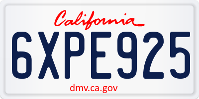 CA license plate 6XPE925