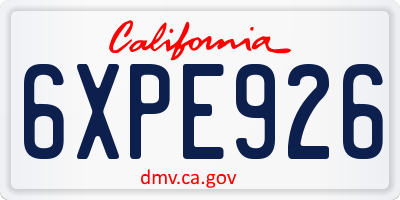 CA license plate 6XPE926
