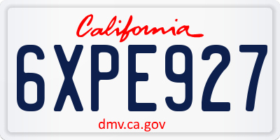 CA license plate 6XPE927