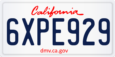 CA license plate 6XPE929