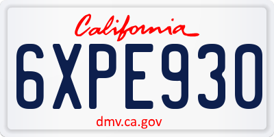 CA license plate 6XPE930