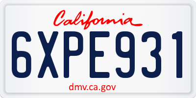 CA license plate 6XPE931