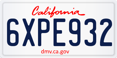 CA license plate 6XPE932