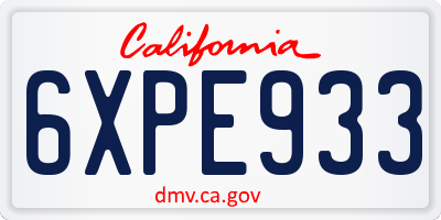 CA license plate 6XPE933