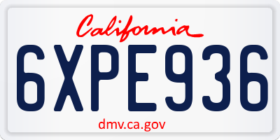 CA license plate 6XPE936
