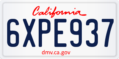 CA license plate 6XPE937