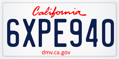 CA license plate 6XPE940