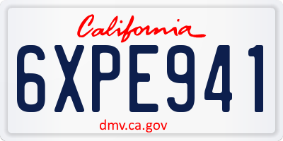 CA license plate 6XPE941