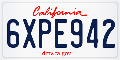 CA license plate 6XPE942
