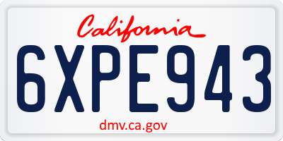 CA license plate 6XPE943