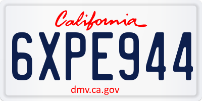 CA license plate 6XPE944
