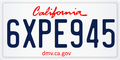 CA license plate 6XPE945